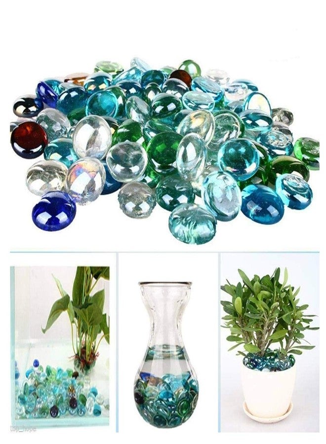 Aakriti Glass Gem Stone, Flat Round Marbles Aquarium Pebbles for Vase Fillers, Table Scatter, Landscaping, Aquarium Fish Tank, Crystal Rocks Approx 200 Pcs (Glass Gemstone Multi) - Image 1